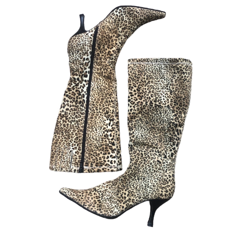 NWOB Attention Leopard Full Zip Heel Boots, Sz 6